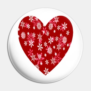 Red Heart Of Snowflakes Loving Winter and Snow Pin