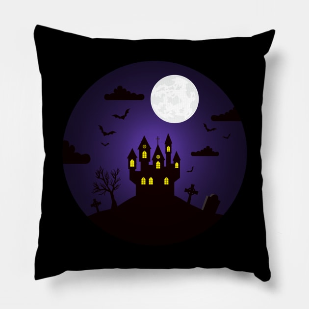 Halloween - Dracula Castle Pillow by Lionti_design