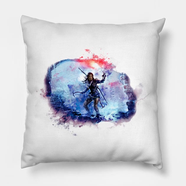 Tomb Raider Painting Pillow by TortillaChief