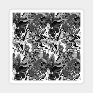 Monochrome Marble - Digital Paint Spill Magnet