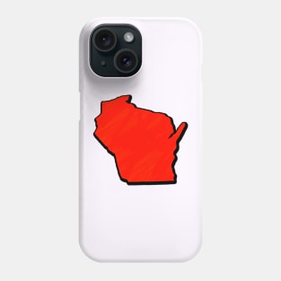 Bright Red Wisconsin Outline Phone Case