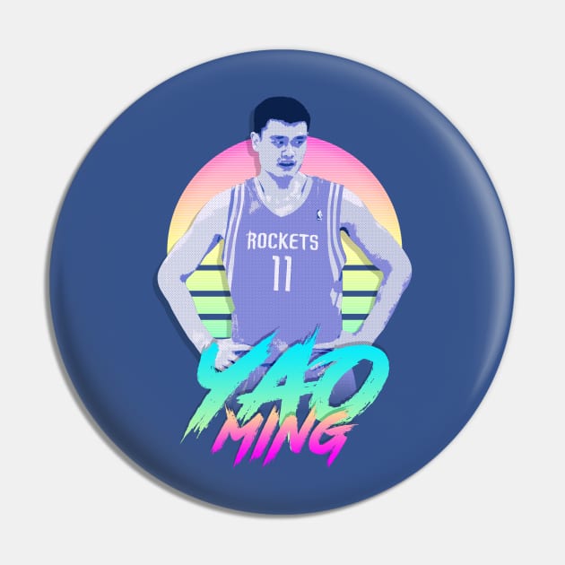 Yao Ming Retro Futuristic Aesthetic Pin by StupidHead