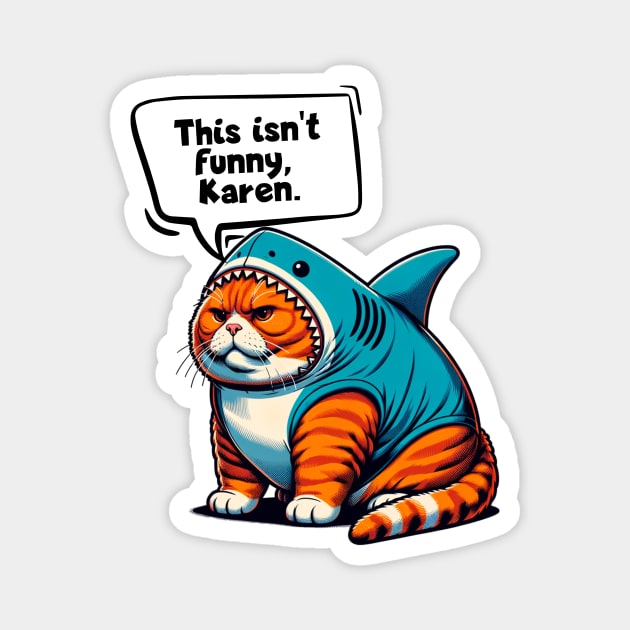 Fat Orange Cat in Shark Costume 😾🦈 Magnet by Critter Chaos