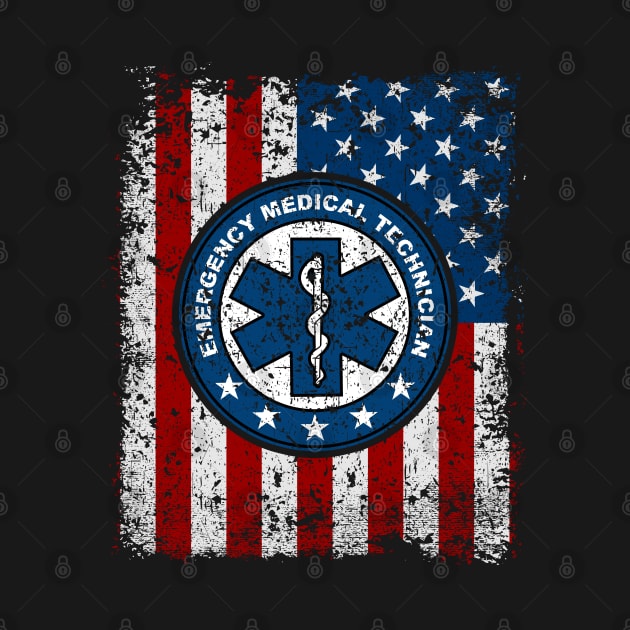 Emergency Medical Technician American Flag by RadStar