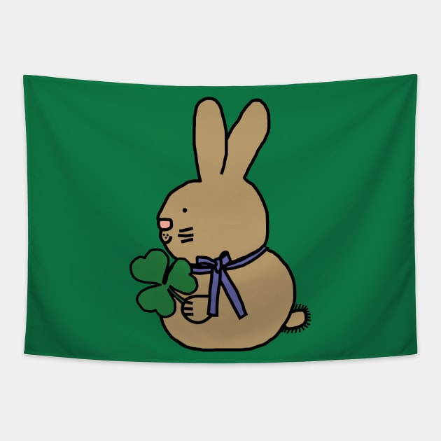 Saint Patricks Day Bunny Rabbit with Shamrock Tapestry by ellenhenryart