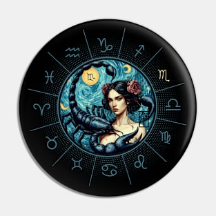 ZODIAC Scorpio - Astrological SCORPIO - SCORPIO - ZODIAC sign - Van Gogh style - 9 Pin