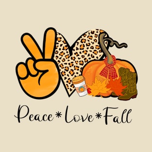 Peace, Love and Fall Autumn Fall Design T-Shirt