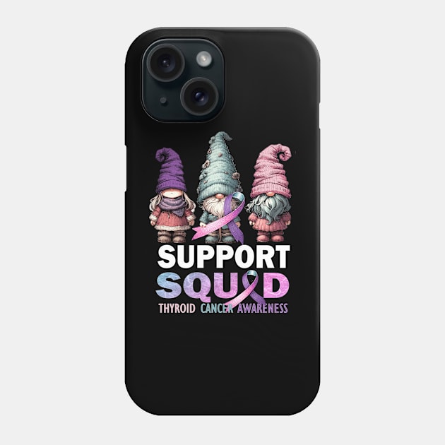 Support Squad Thyroid Cancer Awareness Purple Teal Pink Phone Case by AlmaDesigns