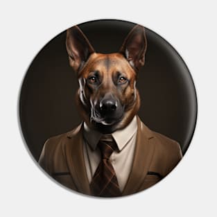 Belgian Malinois Dog in Suit Pin