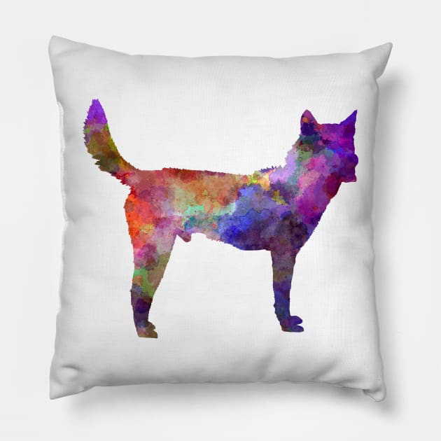 Korea Jindo Dog in watercolor Pillow by PaulrommerArt