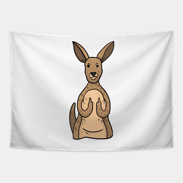 Grumpy Kangaroo Holding Middle finger funny gift Tapestry by Mesyo