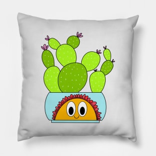 Cute Cactus Design #113: Beavertail Cacti In A Happy Flower Pot Pillow