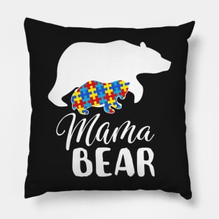 Mama Bear Autism Awareness Puzzle Piece Support Autistic Mom Pillow