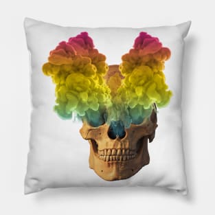 Subtle Pan Flag Halloween Skull Pillow