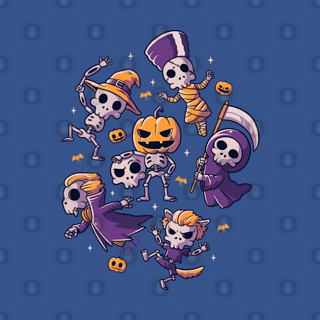 Halloween Skulls Cute Spooky Skeletons by eduely