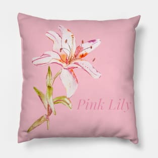 Watercolor Pink Lily Pillow