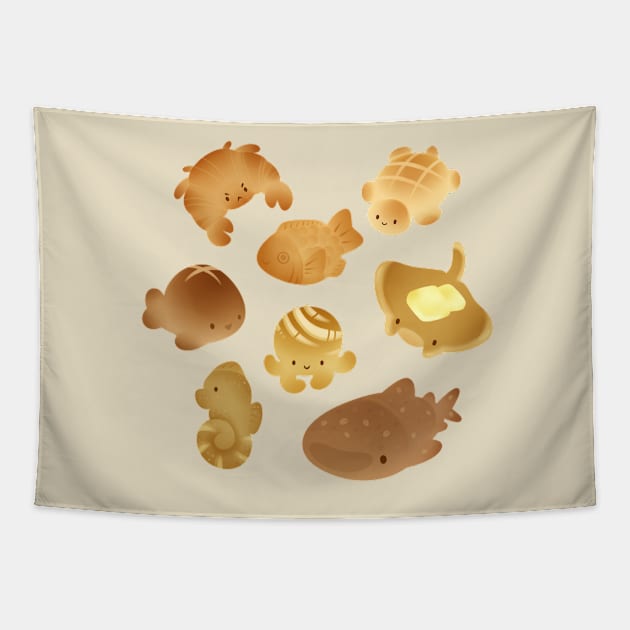 Naanimals Bread Animal Tee Tapestry by OceanCo