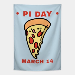 Kawaii Pi Day Pizza Slice March 14 Tapestry