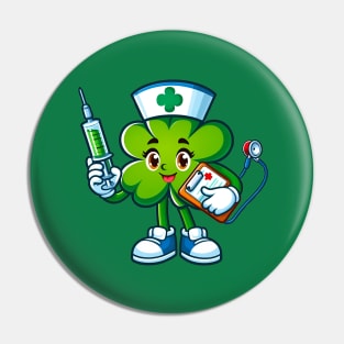 St Patricks Day Shamrock Nurse Saint Paddys Scrub Top Women Pin