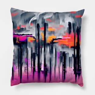 Cyber City - Abstract Art Pillow