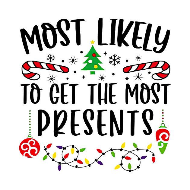 Most Likely To Get The Most Presents Funny Christmas by PlumleelaurineArt