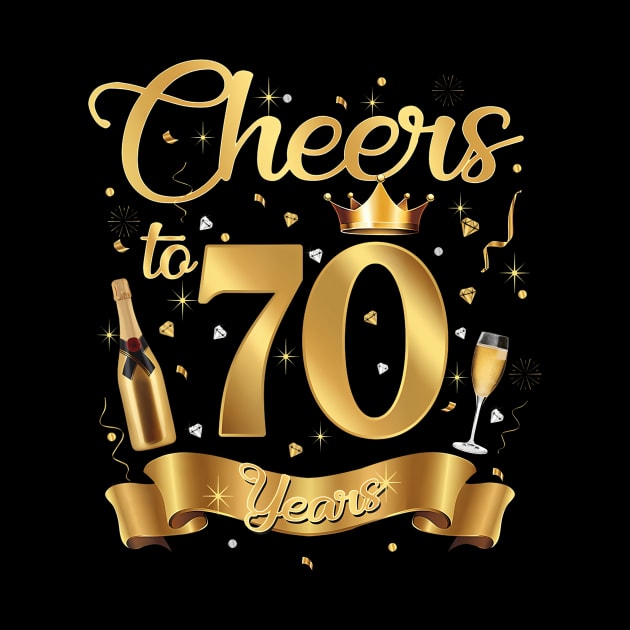 Cheers To 70 Years Old Happy 70th Birthday Queen Champagne by Cortes1