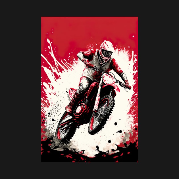 Dirt Bike With Red and Black Paint Splash Design by KoolArtDistrict