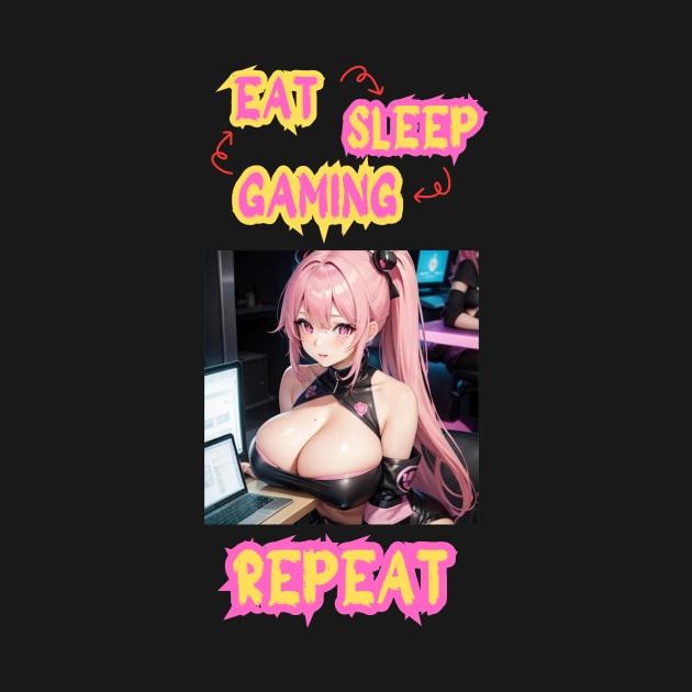 Eat Sleep Gaming Repeat Anime Girl by Clicks Clothes