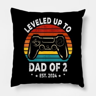 Leveled Up To Dad Of 2 Level Unlocked Daddy Again Father Day Pillow