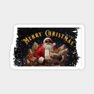 Santa Claus with sunglasses holding bag of gifts Magnet