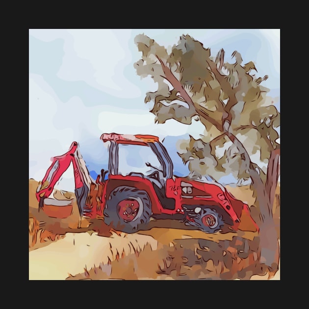 Kubota Tractor with Backhoe attached by WelshDesigns