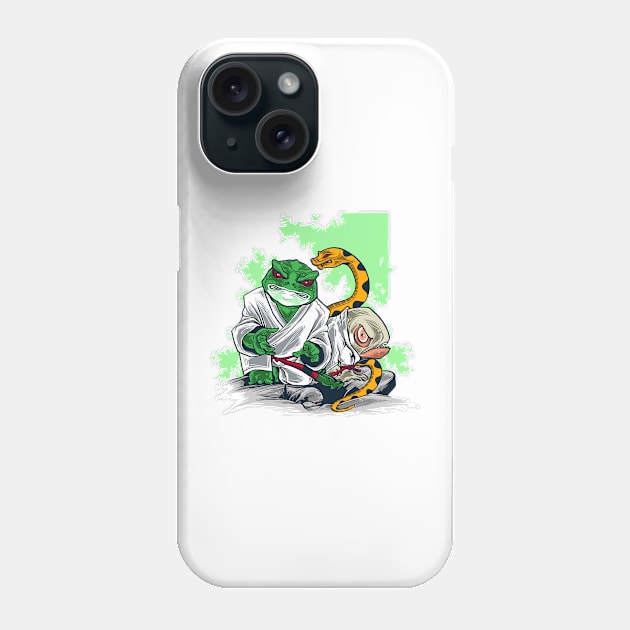 Crazy Kung fu Frog Snake and Fish Graphic Print Phone Case by DanDesigns