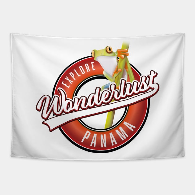 explore Panama wonderlust logo Tapestry by nickemporium1