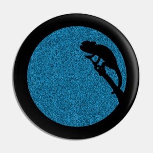 Minimalistic Chameleon Silouette on distressed Light blue moon Background Pin