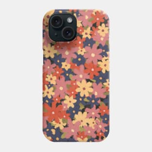 Oil pastel floral print in pink, purple, yellow Phone Case