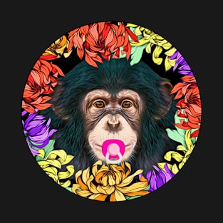 Monkey chimpanzee with pacifier T-Shirt
