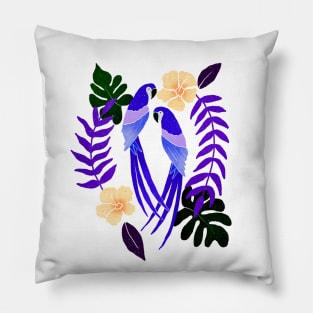 Purple tropical parrots Pillow