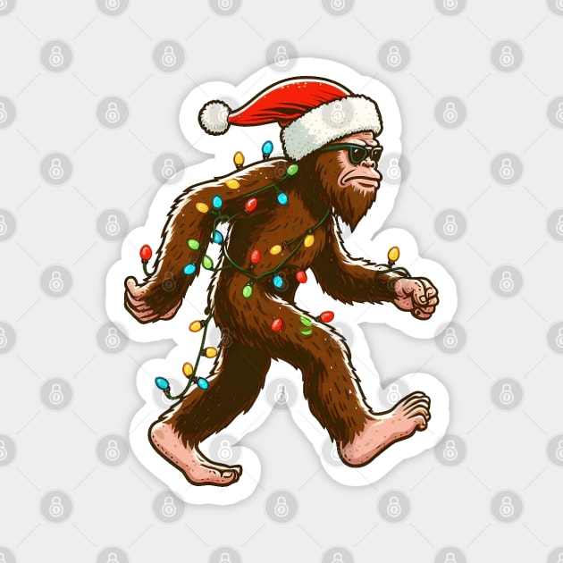 Bigfoot Santa Christmas Tree Lights Magnet by Etopix