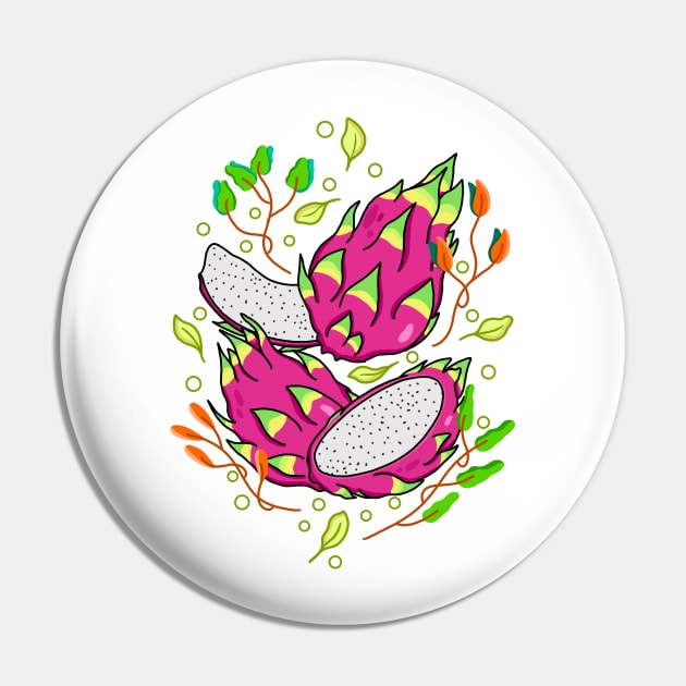 Dragon Fruit Floral Pin by Tebscooler