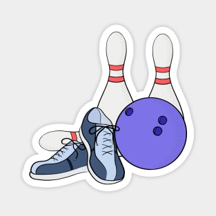 Pins ball and shoes for bowling Magnet