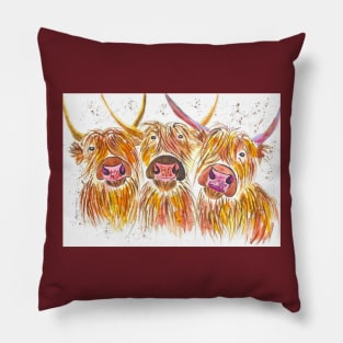 Three Highland Cows Pillow