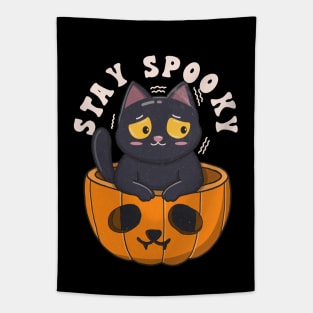 Cute Black Cat Stay Spooky Tapestry