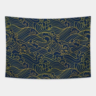 Waves Illustration Tapestry