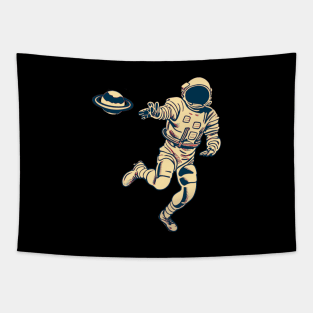 Astronaut Playing Football Tapestry