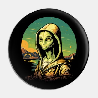 UFO Mona Lisa Alien Gifts Men Women Kids Funny Alien Pin