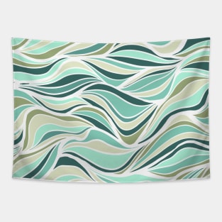 green waves abstract geometric pattern Tapestry