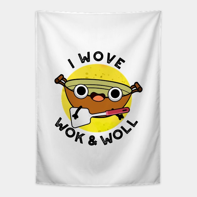 I Wove Wok And Woll Cute Chinese Wok Pun Tapestry by punnybone