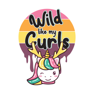 Wilds Like My Curls Toddler Cute Unicorn Curly Haired T-Shirt