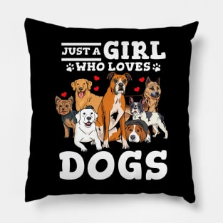 Boxer Dog Just a Girl Who Loves Dogs Pillow