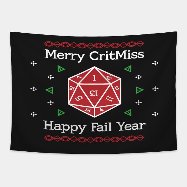 Merry CritMiss & Happy Fail Year Ugly Christmas Sweater Tapestry by whimsyworks